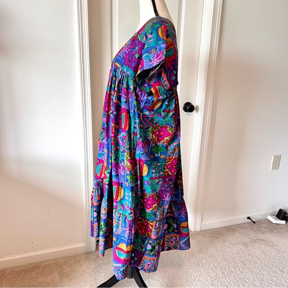 Vintage VANITY FAIR Tropical Hawaiian Ruffled Hem Mumu Dress—SZ. Small - Picture 5 of 14